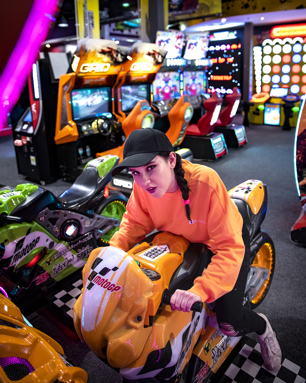 Playing games at the arcade